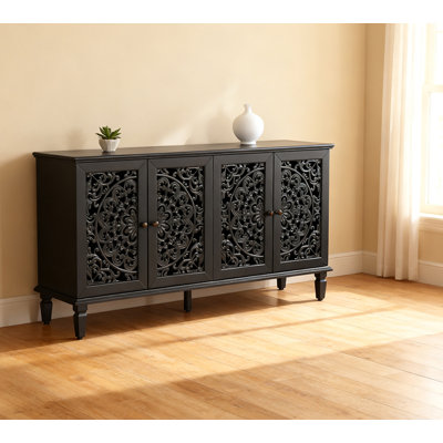 Buffet antique 60 "avec sculptures florales