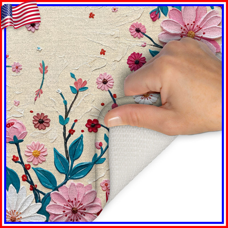 Floral Embossed Wall Art Bath Mat, 34in W x 21in L