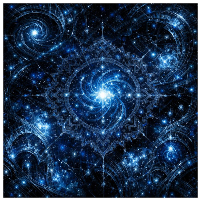 Housses de couette Blue Cosmic Fractal Art, Lit simple