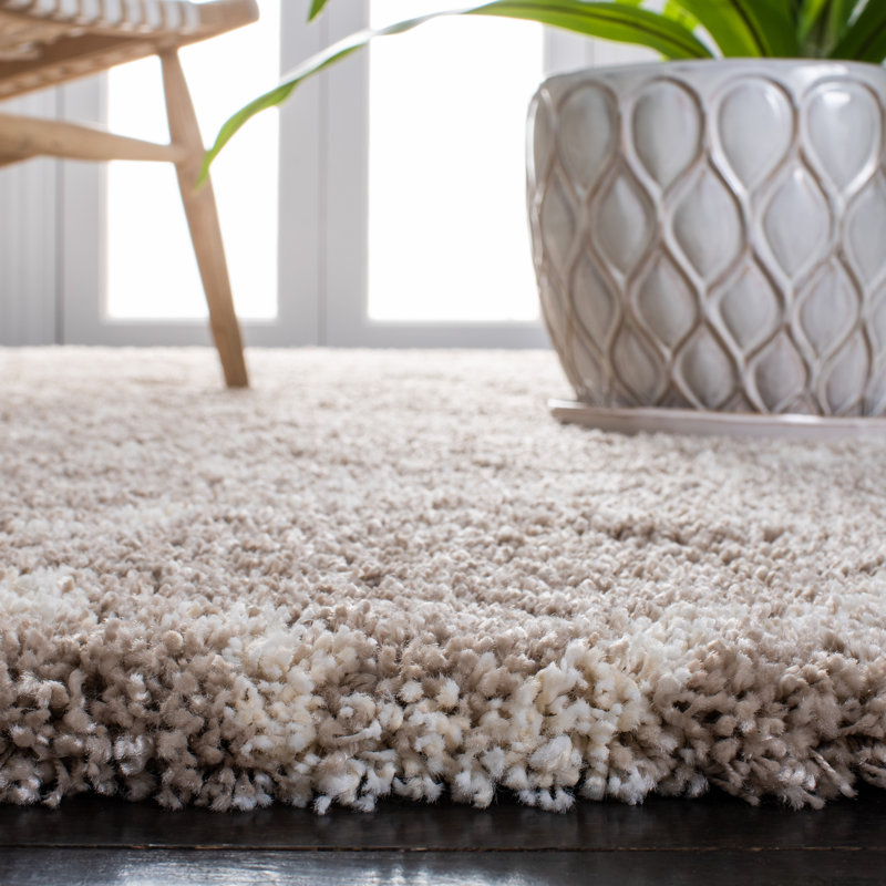 Tapis à motif géométrique Bonaire, Rond 7 pi, Gris clair / ivoire