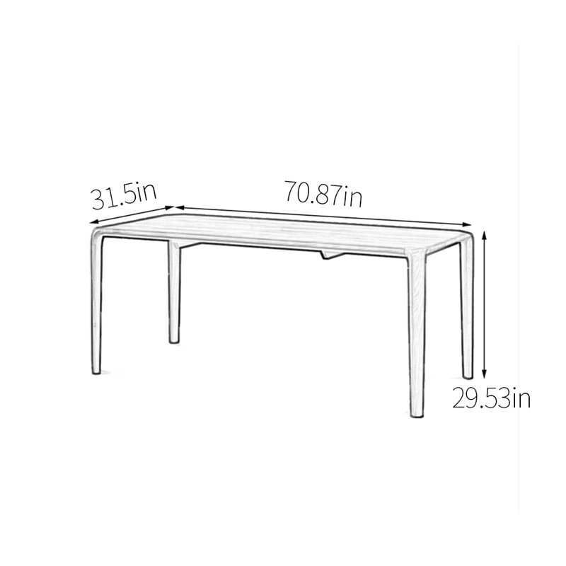 Rectangular solid wood dining table, 29.53"H x 70.87"L x 31.5"W