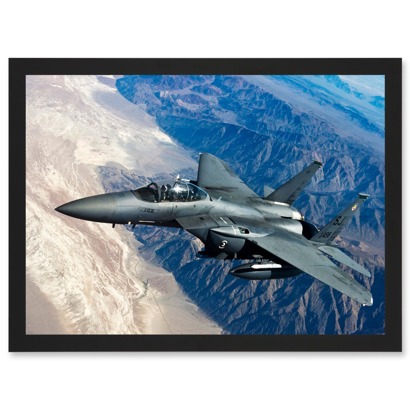 Clashman Military US Airforce F-15 Strike Eagle Fighter - Single Picture Frame Print, 33cm H x 44.5cm W x 1.5cm D