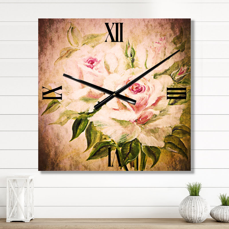 Trois roses roses - Horloge murale traditionnelle, Petit