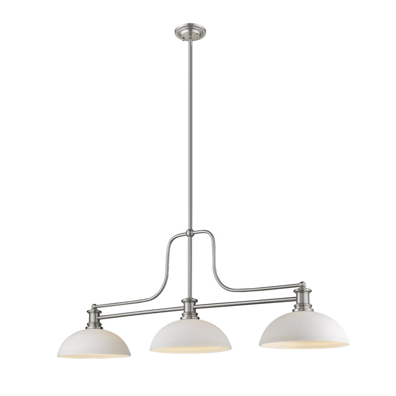 Hagood 3 - Light Kitchen Island Pendant, Brushed Nickel, Matte Opal