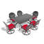 Ensemble de salle à manger 7 pièces en fonte d'aluminium toutes saisons, comprenant 6 chaises pivotantes et une table rectangulaire avec cadre noir-154239103