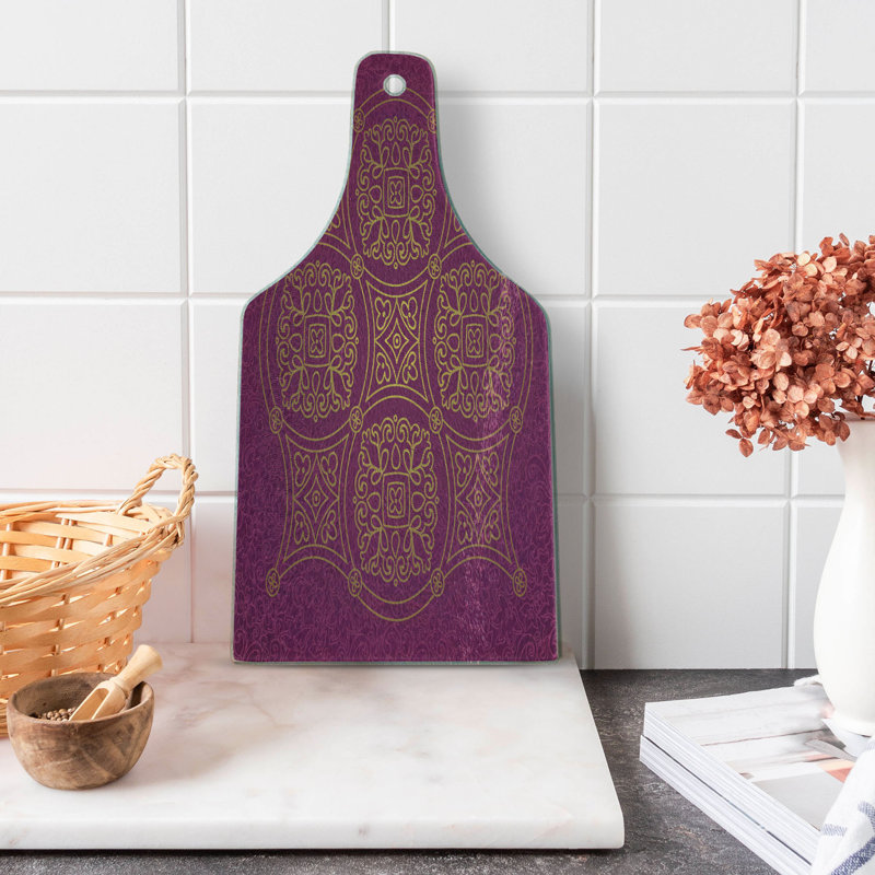 Planche à découper en verre trempé Ambesonne Mandala mauve traditionnel mauve et jaune