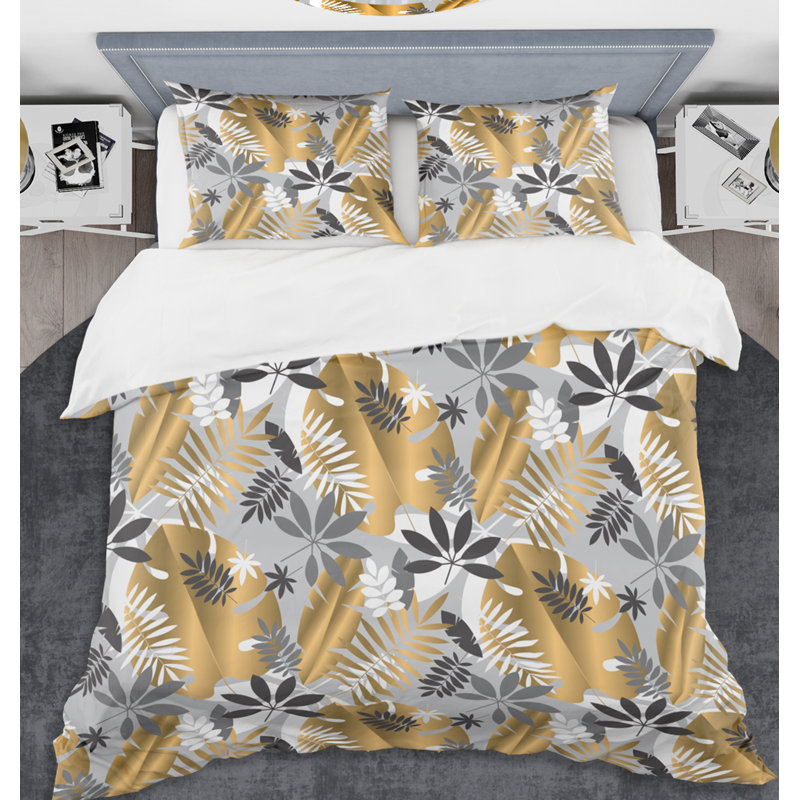  Ensemble de housse de couette Luxury Jungle Foliage Mid-Century, Housse simple + 1 taie décorative
