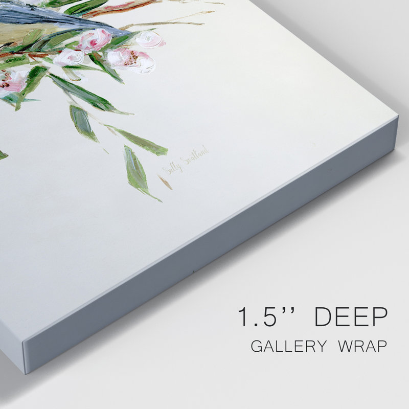 «Spring Song Blue Bird» - peinture sur toile tendue, H 12 po x l 8 po x P 1 po