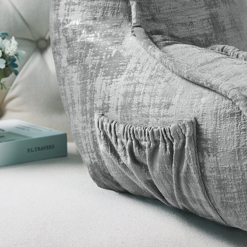 Textured Velvet Bedrest Pillow Cover & Insert, Steeple Gray