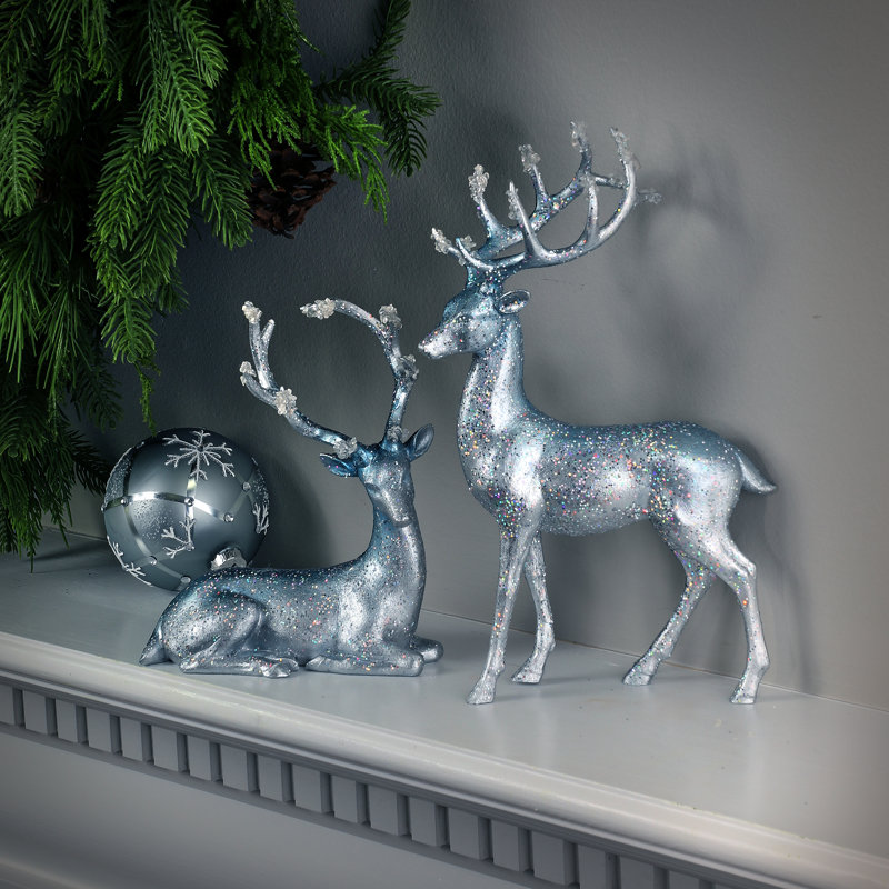 Cerfs d'hiver en résine