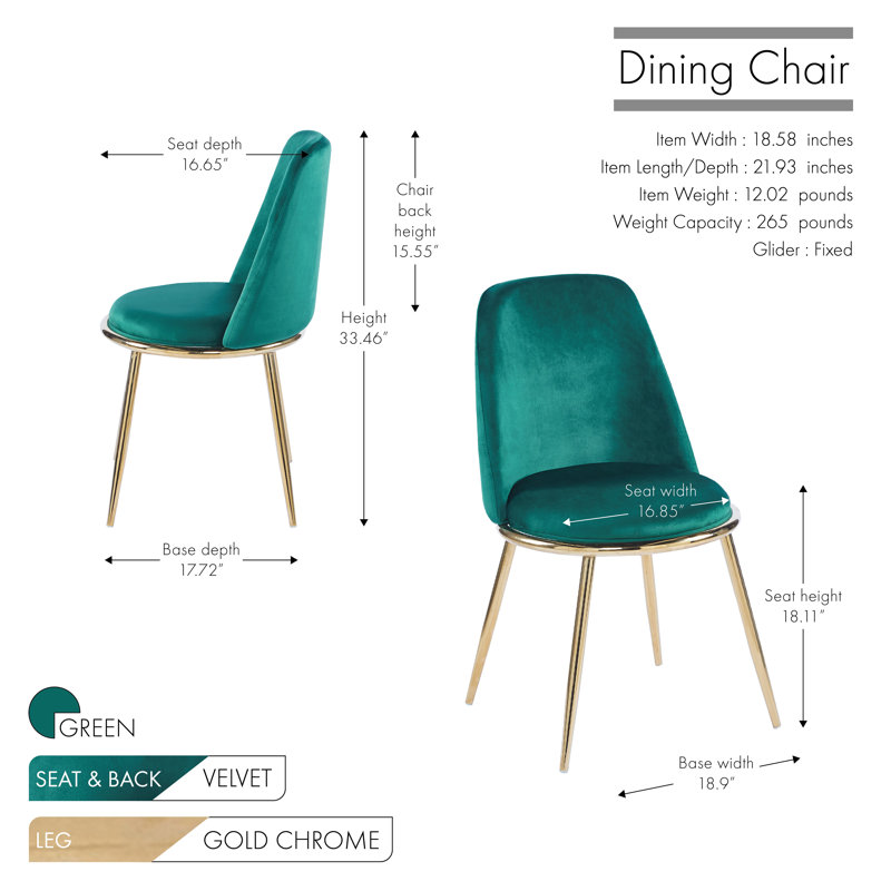 Milli 18.11'' H Velvet Upholstered Side Chair, Green