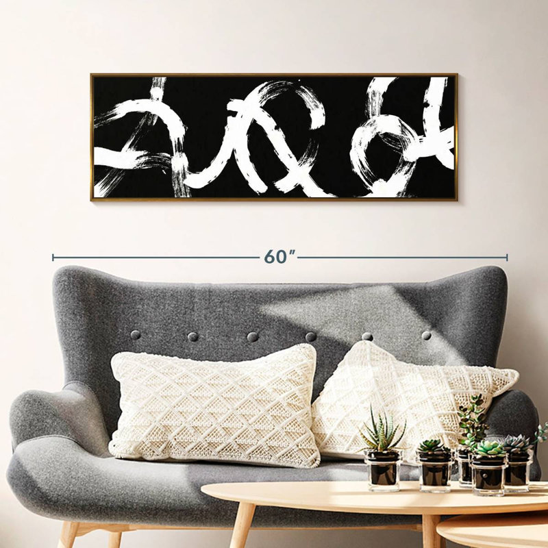 Coups abstraits BW, Floating Frame Gold, 43 po x 15 po