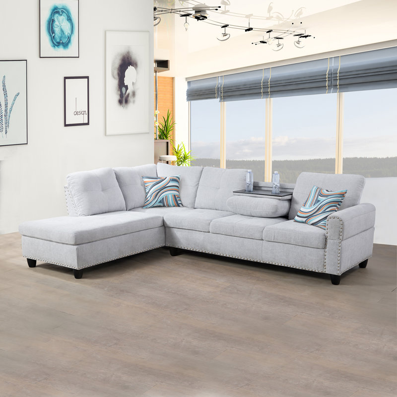 Ahkari Upholstered L-Shaped Sectional, Left Hand Facing