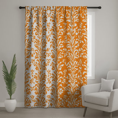 Rideaux orange à motif damassé, voilages et voilages damassés - 1 panneau