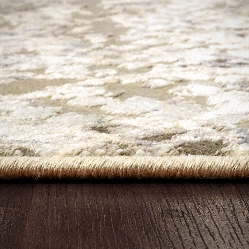Tapis beige/bleu Karlee, Rectangle 2 pi x 3 pi 5 po