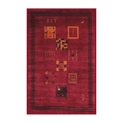Tapis brun/rouge pourpre contemporain