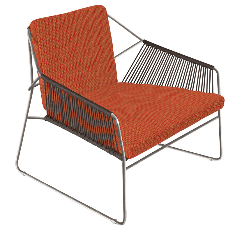 Chaise de patio avec coussins Sandur, Cayenne, Corde taupe / structure en acier inoxydable