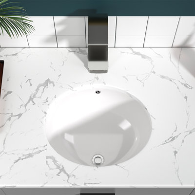 Sarlai 18" x 15" Oval Ceramic Vessel Sink Undermount Bathroom Sink with Overflow