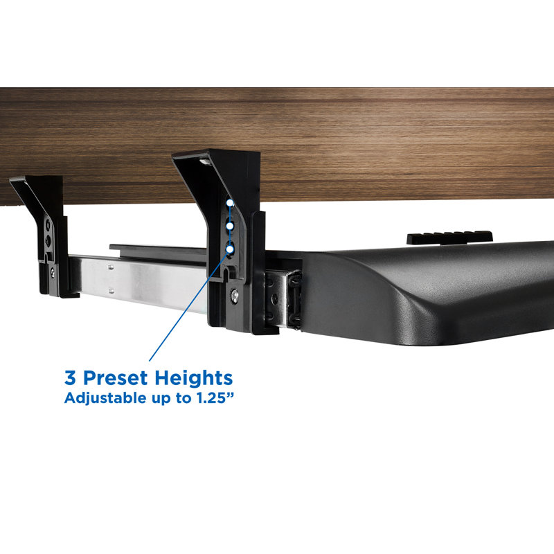Adjustable Black Under Desk Keyboard Drawer with Mouse Platform