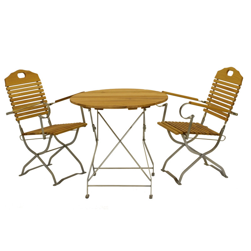West Orange 2 - Person Acacia Solid Wood Patio Dining Set Round Table