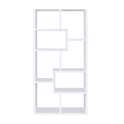 Multiple Geometric Rectangular 10-shelf Bookcase in White