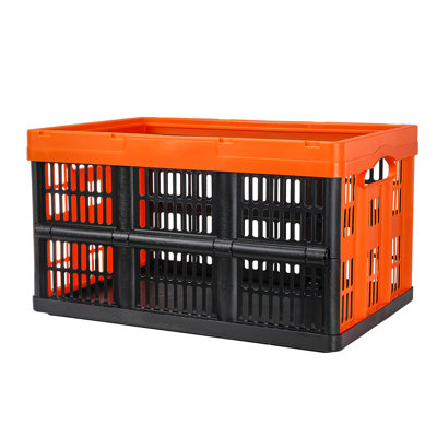 Plastic Collapsible Storage Basket, 45L 3 Packs, Folding Stackable Storage Containers/Bins with Handles, Large Heavy-Duty Containers for Clothes, Toys