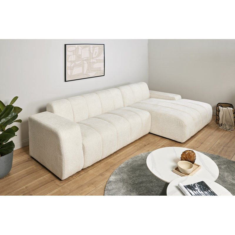 Charee 5 Seater Corner Sofa , Right Hand Facing, White Boucle