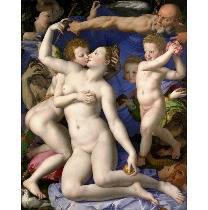 «Venus, Cupid, Folly and Time» par Agnolo Bronzino - Art mural sur toile tendue avec châssis, H 40 po x l 28 po