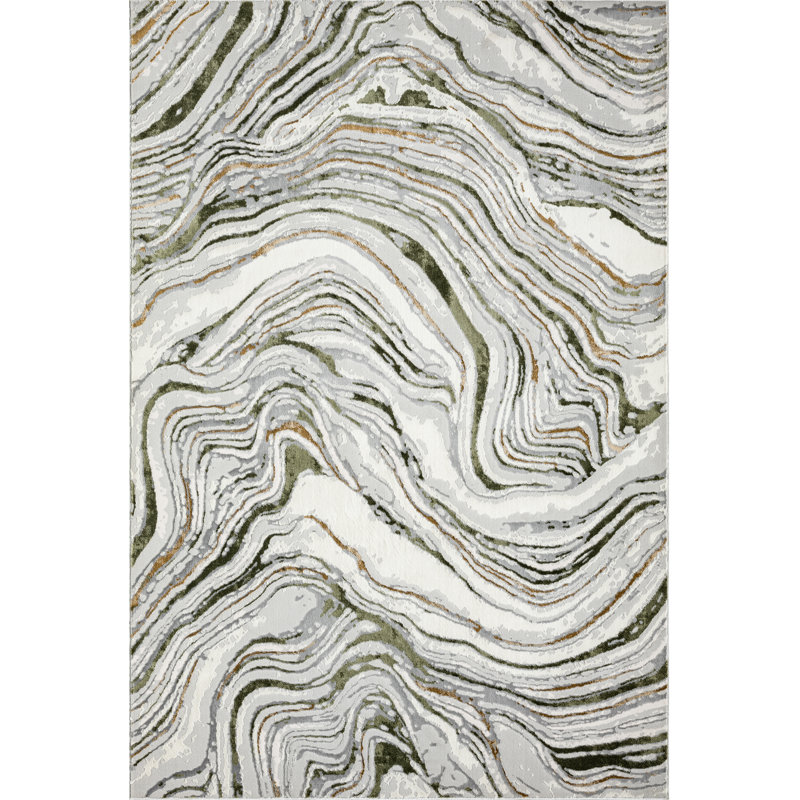 Abani Rugs Meidinger Abstract Grey Green Swirl Area Rug, Rectangle 7'9" x 10'2"
