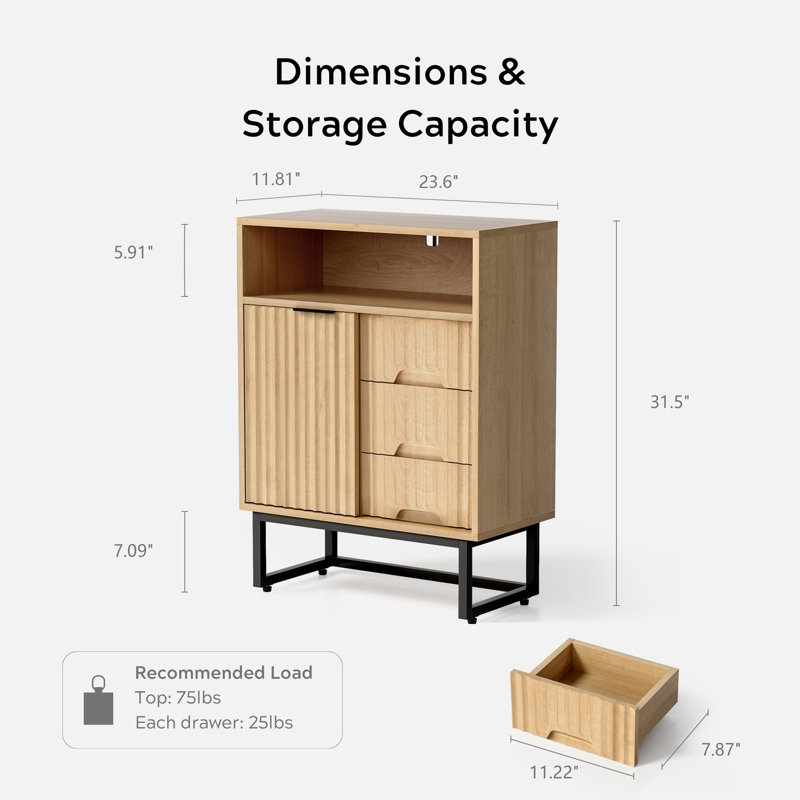 23.6“W Sideboard Accent Cabinet With Open Space