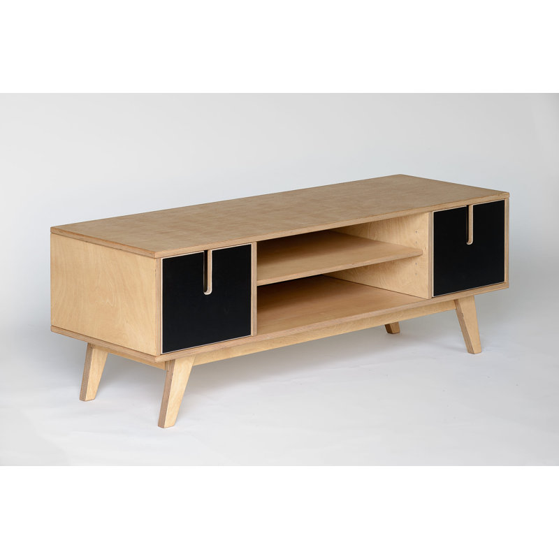 Unfinished TV Stand for TVs up to 60", Black painted, Oak oilwaxed