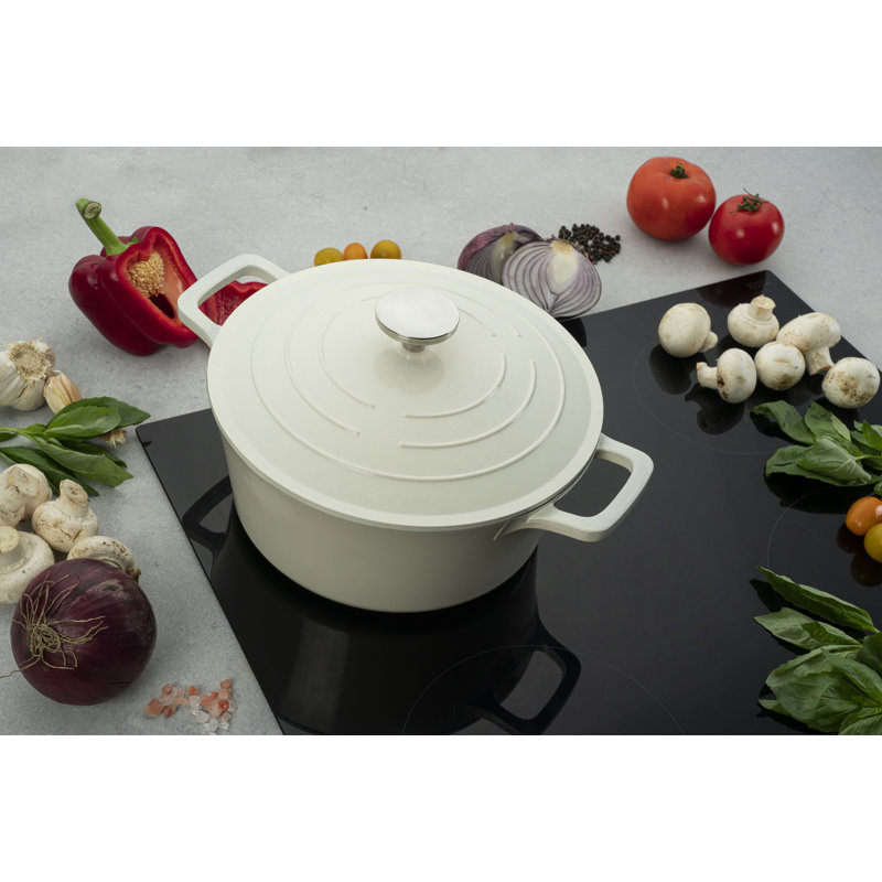 Grunwerg Commichef Non-Stick Cast Aluminum Round Dutch Oven, 28cm, Cream, 5l