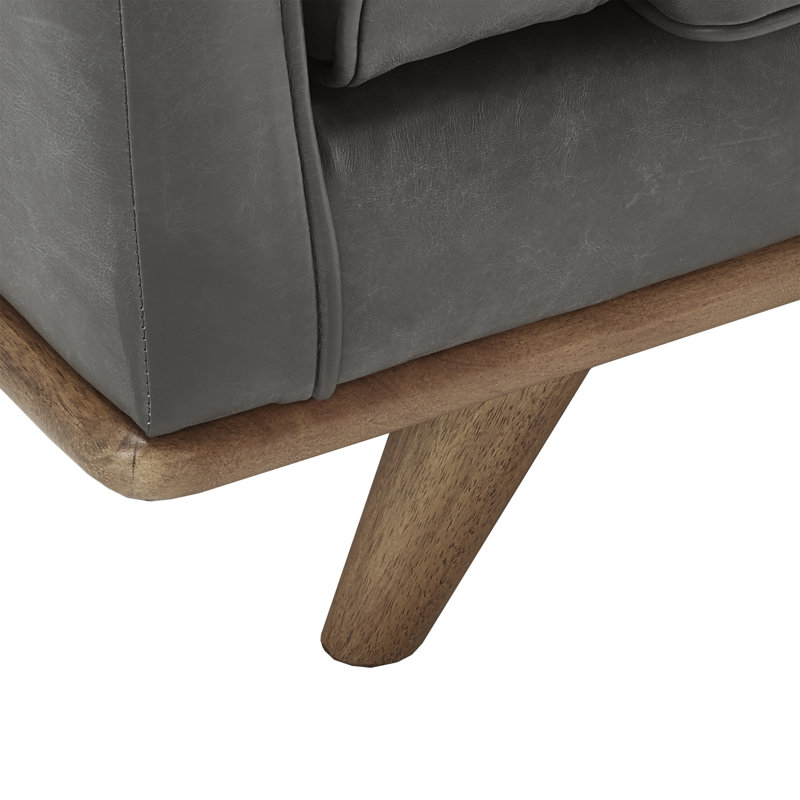 Canapé en cuir véritable Allotey, Gris