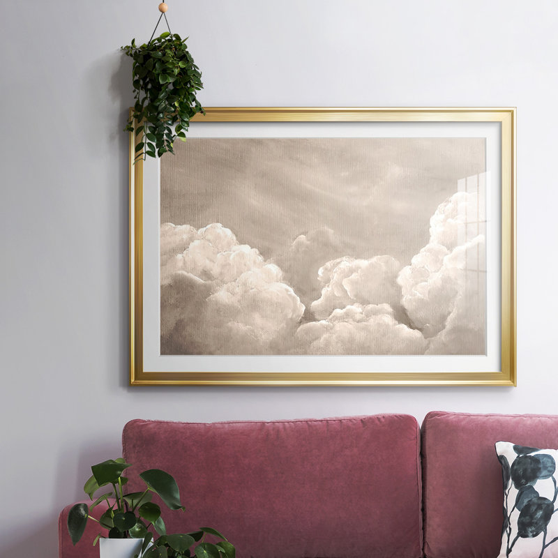 Painted Clouds II, reproduction d'art encadrée, H 15 po x l 21 po x P 1,5 po, Or
