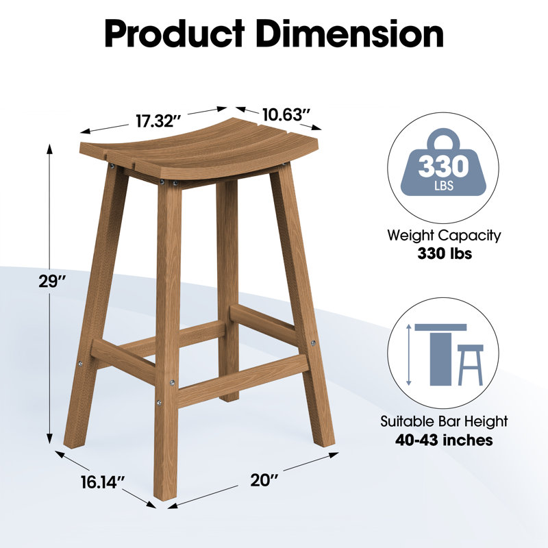 Tabouret de comptoir de cuisine Backless, Teck, 29"