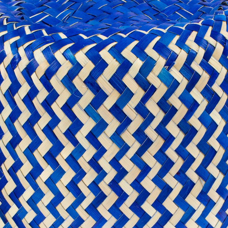 Tigre fabriqué à la main dans un panier en fibre naturelle bleue, Bleu, H 6,75 x l 6 x P 6