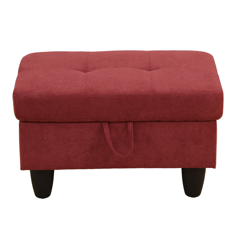 Darryn 35" Wide Upholstered Storage Ottoman, Red Cotton Blend