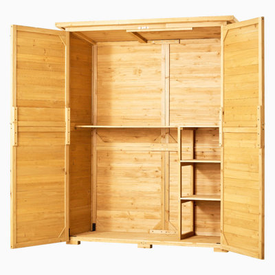Hybrid Wood & Metal Waterproof Outdoor Garden Tool Storage Shed with Enclosed Storage Space