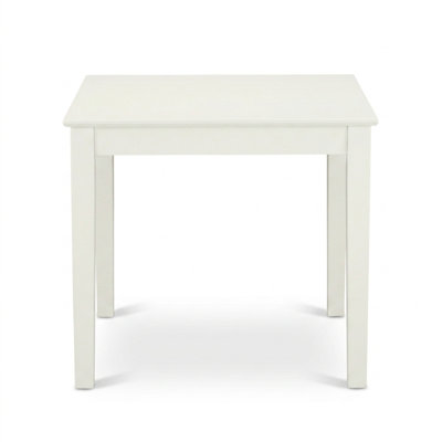 Ensemble de salle à manger rectangulaire 3 pièces en bois d'hévéa blanc lin avec 2 chaises à dossier à lattes et siège en bois.