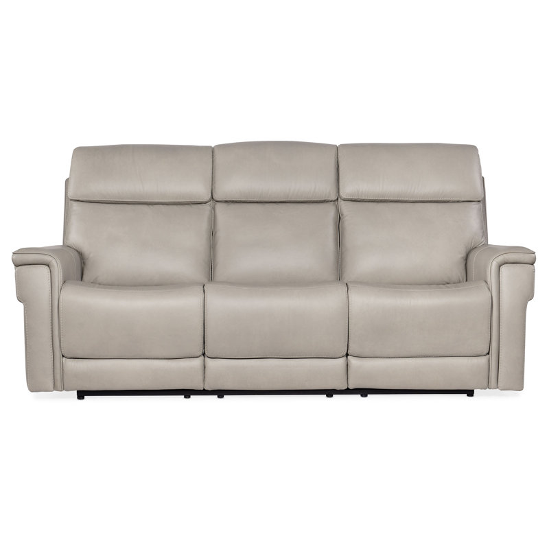MS Zero Gravity Power Sofa with Power Headrest and Lumbar, Gray Genuine Leather