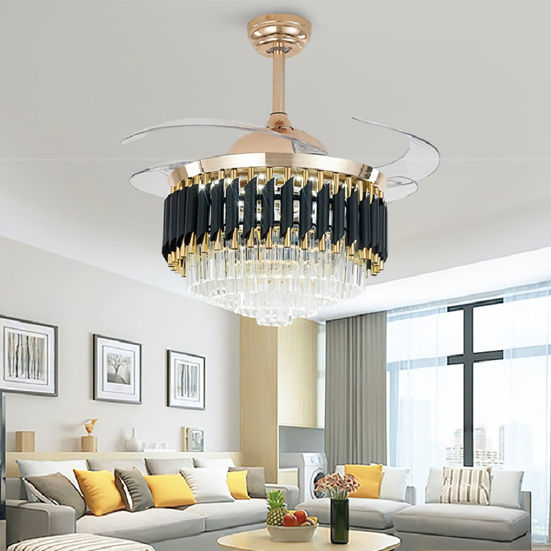 Ventilateur de plafond 42 po à 4 pales décoratives Windny avec télécommande et ensemble d'éclairage inclus, Cuivre