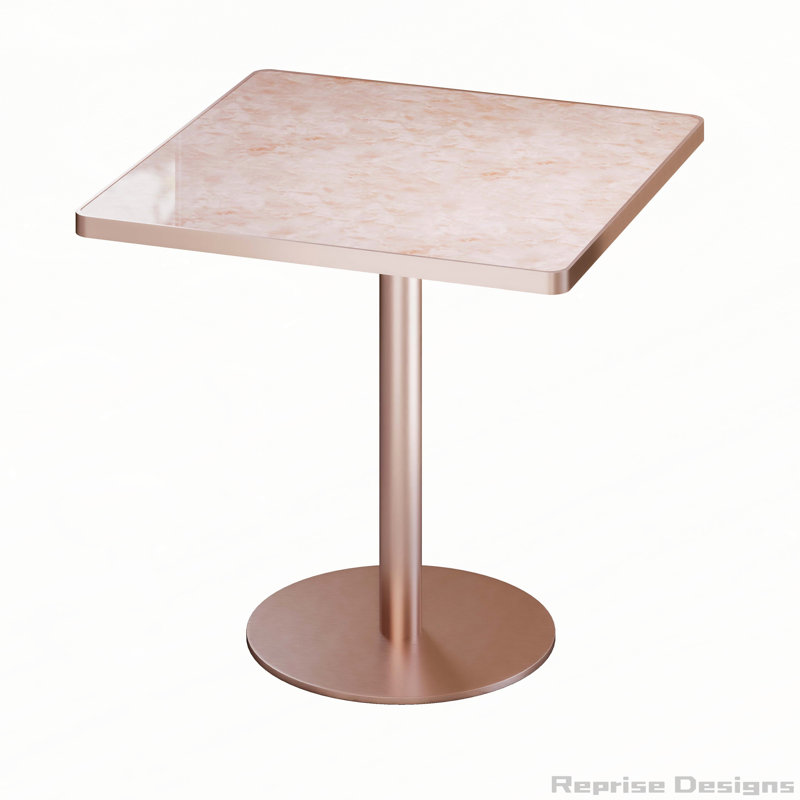 Table bistro de 31,5 pouces avec plateau en faux marbre Squard Modern, 66.14 lbs, Silver Rose Pink