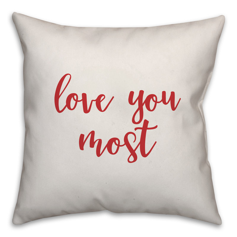  Coussin 16 po Love You Most, Coussin décoratif, Blanc / rouge