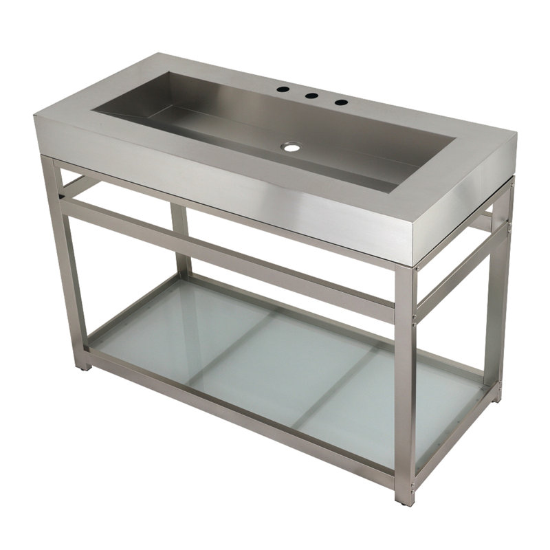 Fauceture Rectangular Console Bathroom Sink, Brushed/Brushed Nickel