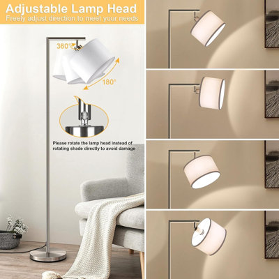 Dimmable LED Floor Lamp With Adjustable Shade - Modern Standing Light For Bedroom, Living Room, Office