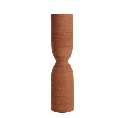 Modern Wabi-Sabi Textured Ceramic Vase- Minimalist Ribbed Decorative Bud Vases for Entryway, Mantle, and Living Room Decor