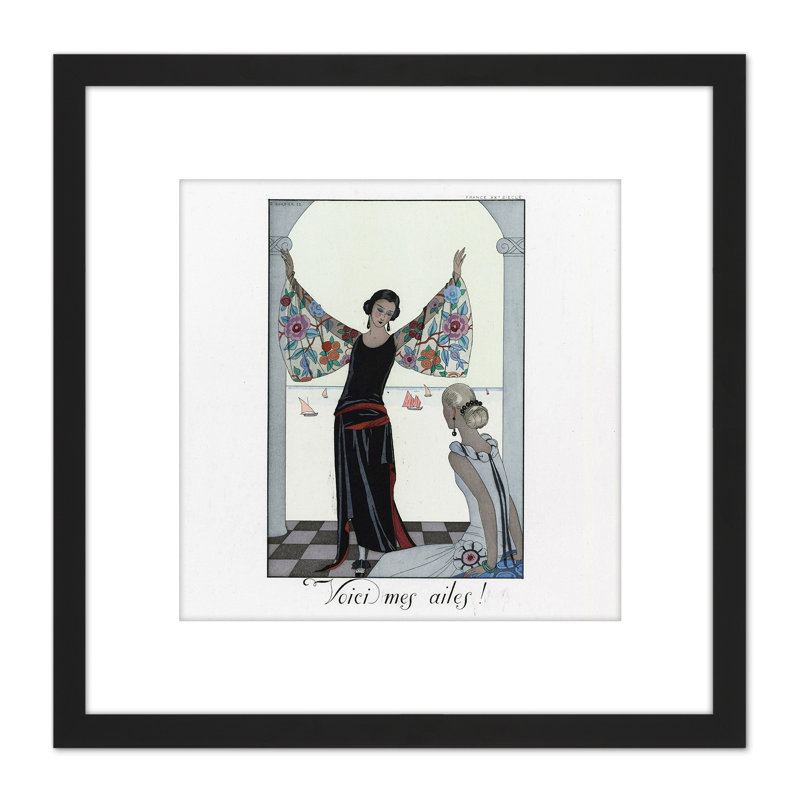 Barbier Wings Dress French Fashion Woman 1923 1 Piece Single Picture Frame Painting