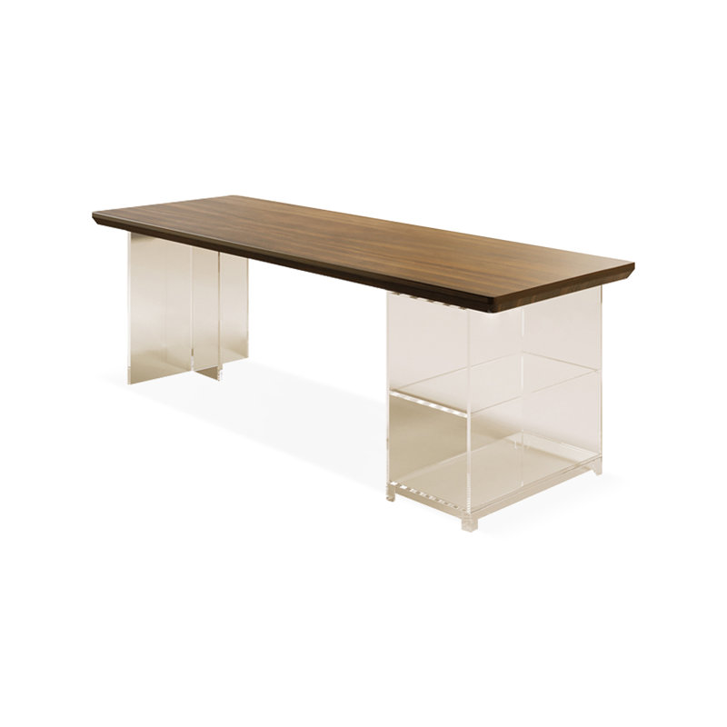 Bureau d'écriture rectangulaire en bois massif brun noisette, H 29,53 po x l 62,99 po x P 23,62 po