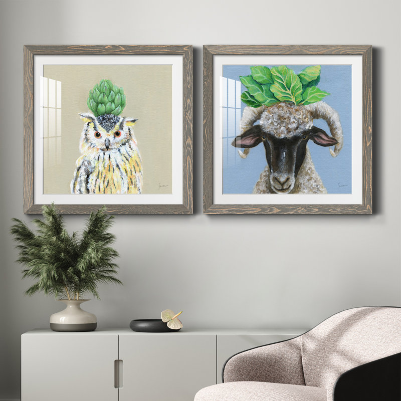 «Playful Nature», ensemble de 2 peintures, H 71 po x l 35,5 po x P 1,5 po, Cadre en papier gris