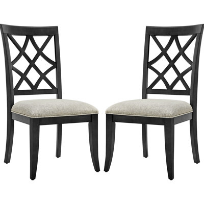 2pcs Mid Century Retro Dining Chairs, Dark Oak, Solid Wood Upholstered Seat Of 2